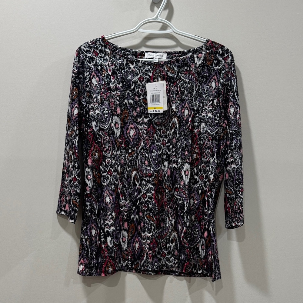 Emily Daniels Rose Multi Ikat Crew Neck Top